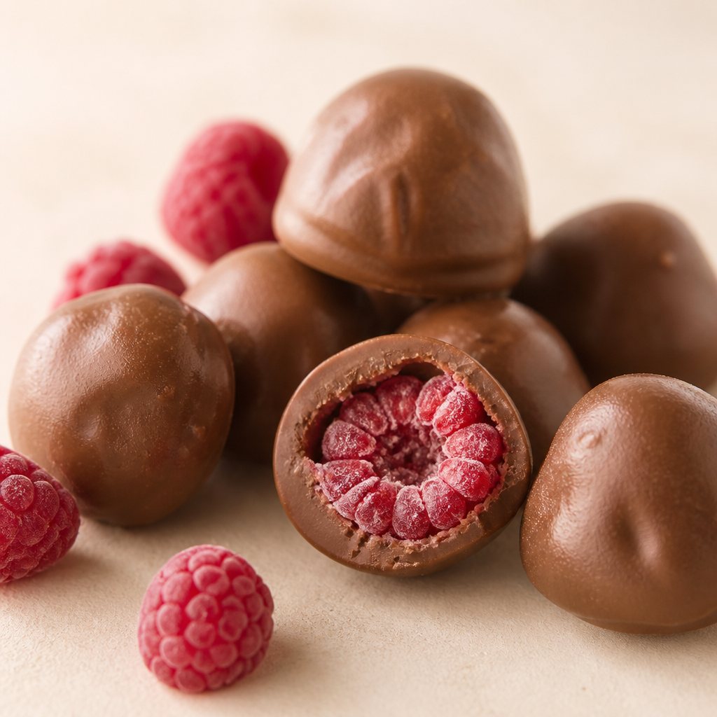 Milk Chocolate frozen raspberries