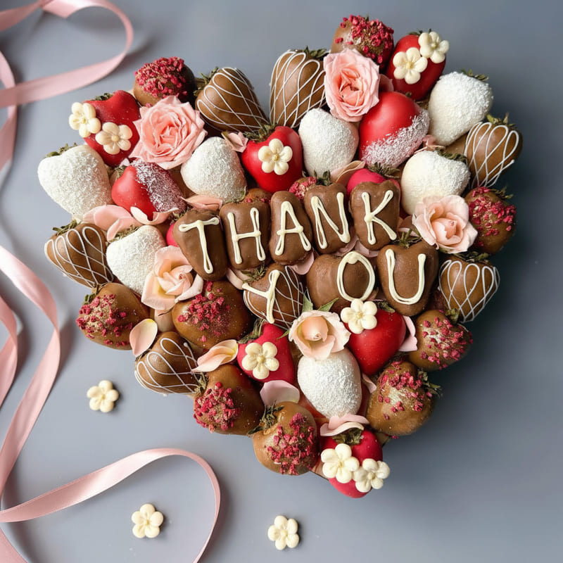 Elegant thank you chocolate strawberry gift box