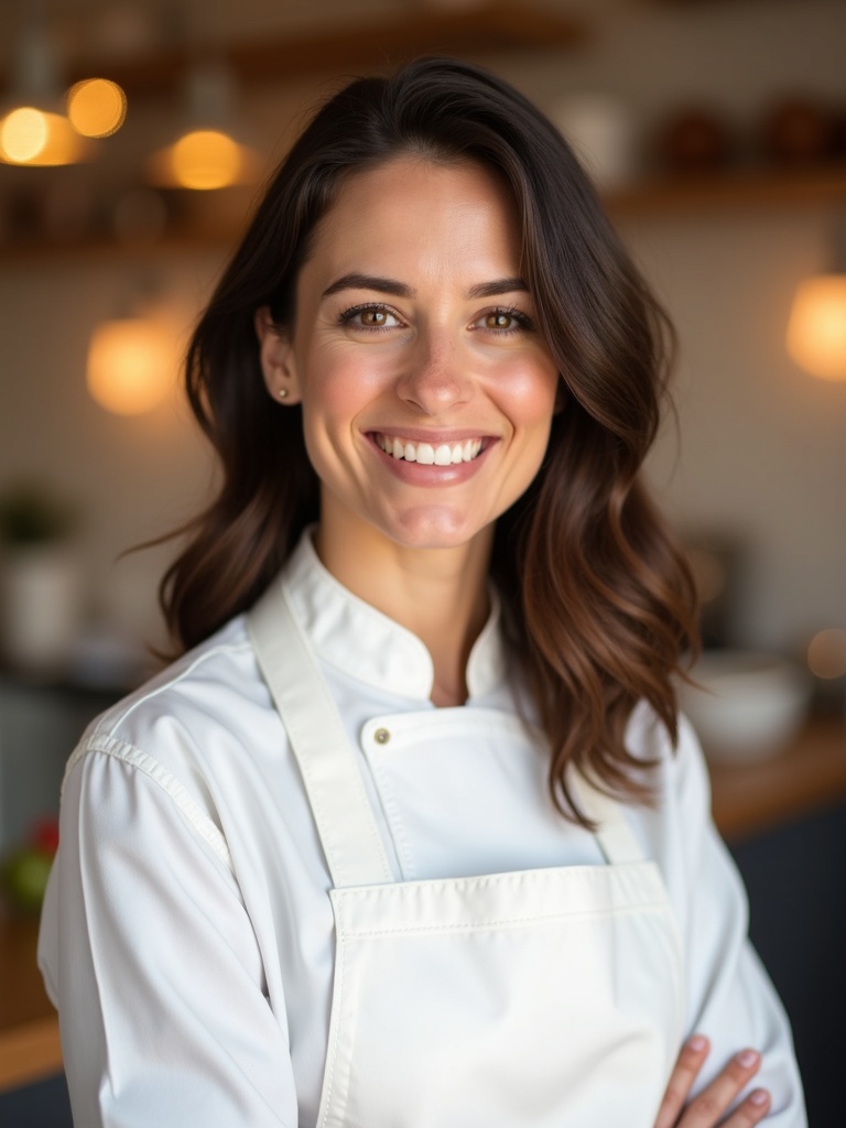 Portrait of Victoria in her artisan kitchen workshop